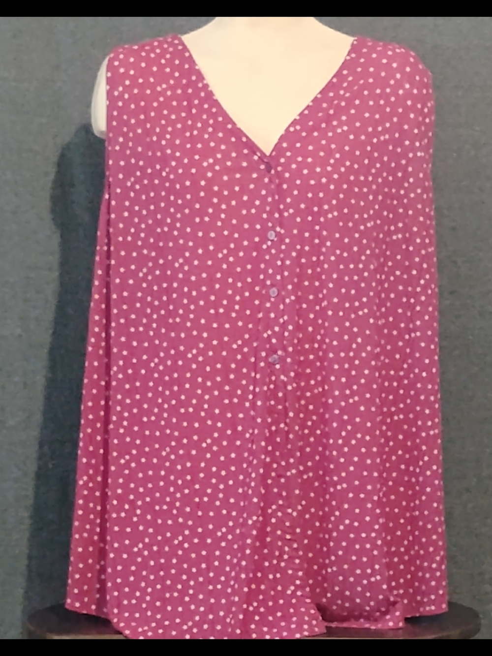 torrid Pink Polka Dot Sleeveless V-Neck Button-Front Top